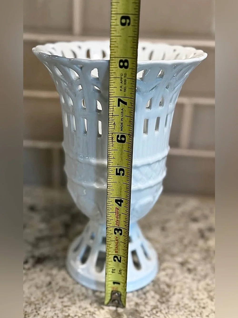 Mikasa Bridal Lace 8” Vase White Pierced Pedestal Floral Vase